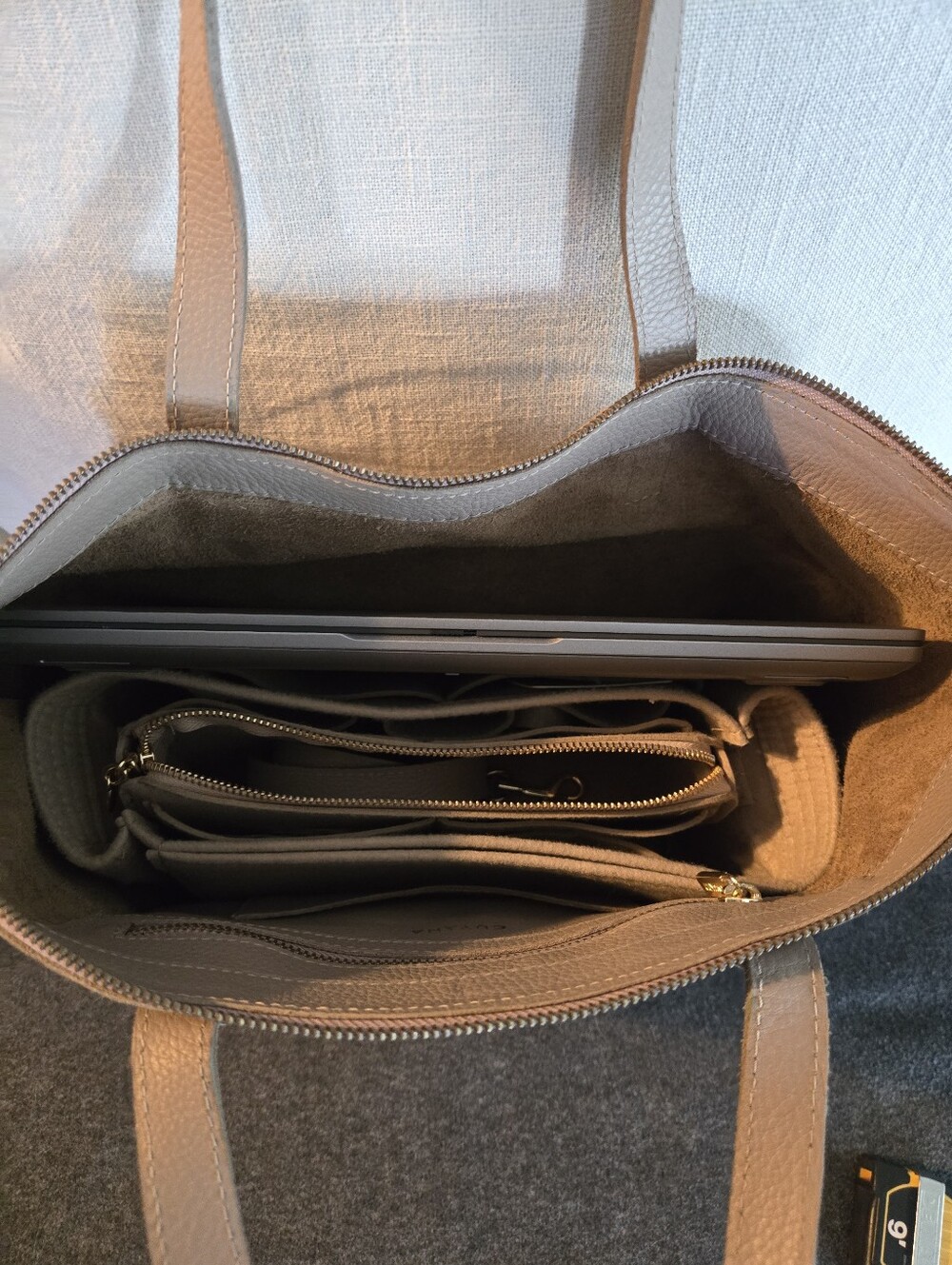 Cuyana Easy System Double Strap Laptop Tote Tan Crossbody - Picture 12 of 12